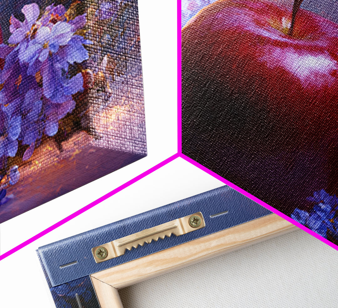 Enchanted Apple with Deep Red Shine Framed Canvas Print, Fairy Tale Art, Art Print, Living Room Decor, Fine Art, Storybook, FTA-3x2-96
