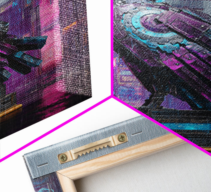 Futurist Bird Made of Panels and Light Framed Canvas Print, Futuristic Art, Statement Artwork, Living Room Decor, Future, FUT-1x1-46