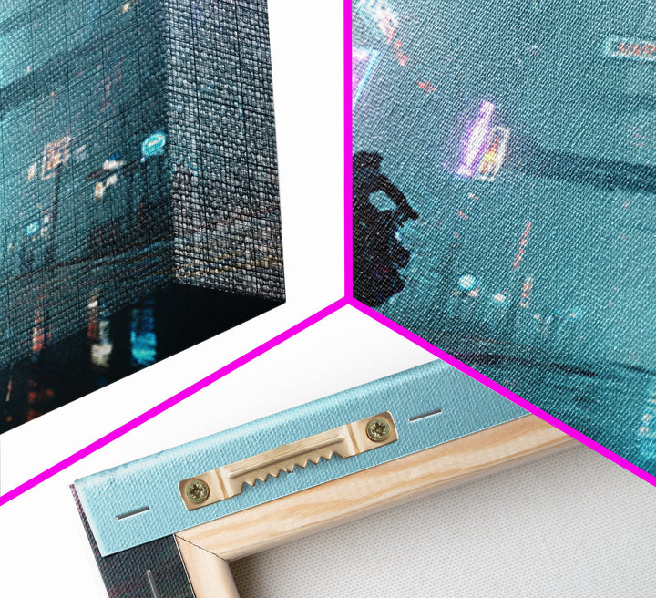 High Speed Hover Bike Trail of Light Framed Canvas Print, Futuristic Art, Cyberpunk Decor, Living Room Decor, Fine Art, Future, FUT-1x1-68
