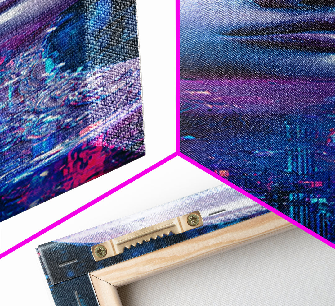 Holographic Flower Rendered Canvas Print, Futuristic Art, Wall Art, Living Room Decor, Oil Painting, Future, Printable Art, FUT-1x3-18
