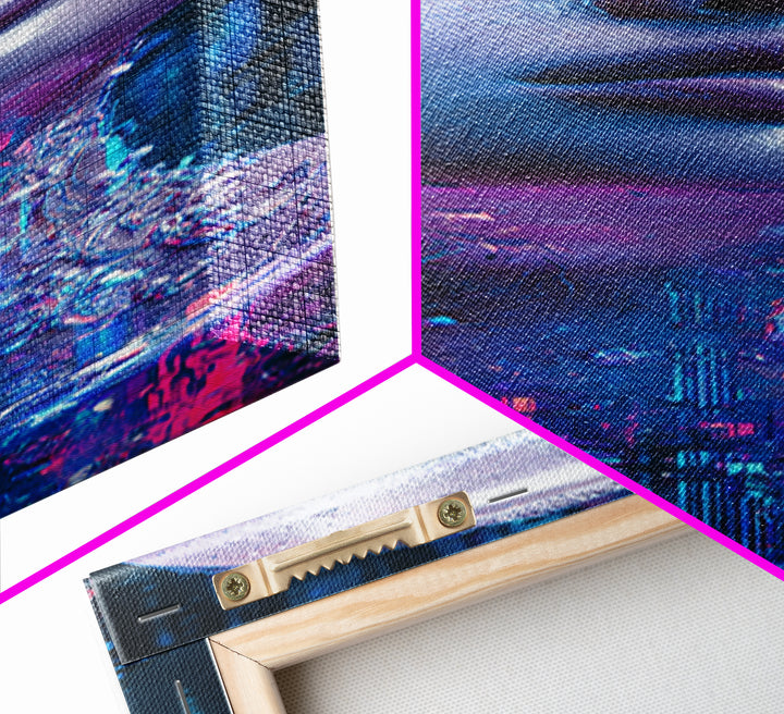 Holographic Flower Rendered Canvas Print, Futuristic Art, Wall Art, Living Room Decor, Oil Painting, Future, Printable Art, FUT-1x3-18