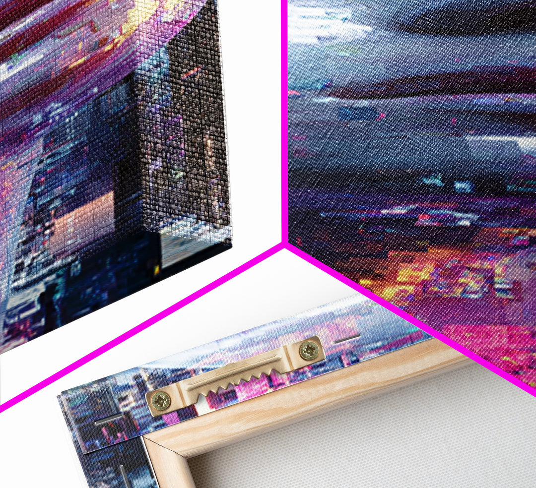 Abstract Ai Face Formed from Light Fragments Framed Canvas Print, Futuristic Art, Digital Art, Living Room Decor, Future, FUT-1x3-62