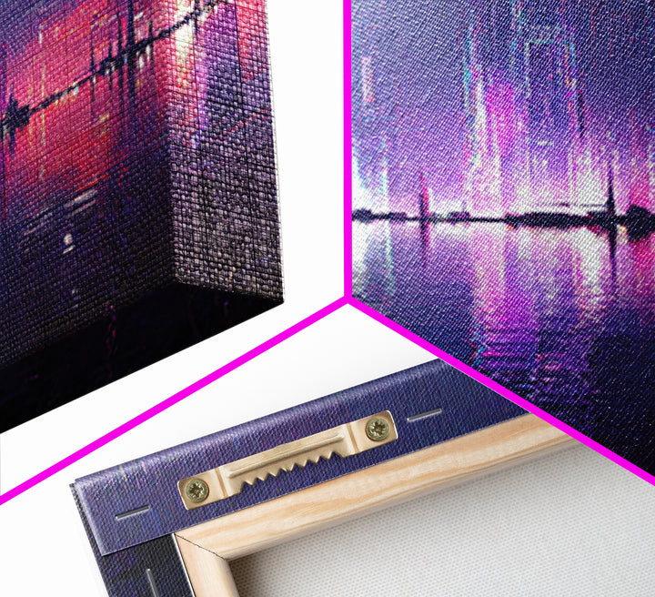 Floating Glass Architecture Above Reflective Water Canvas Print, Futuristic Art, Canvas Wall Art, Living Room Decor, Future, FUT-1x3-63