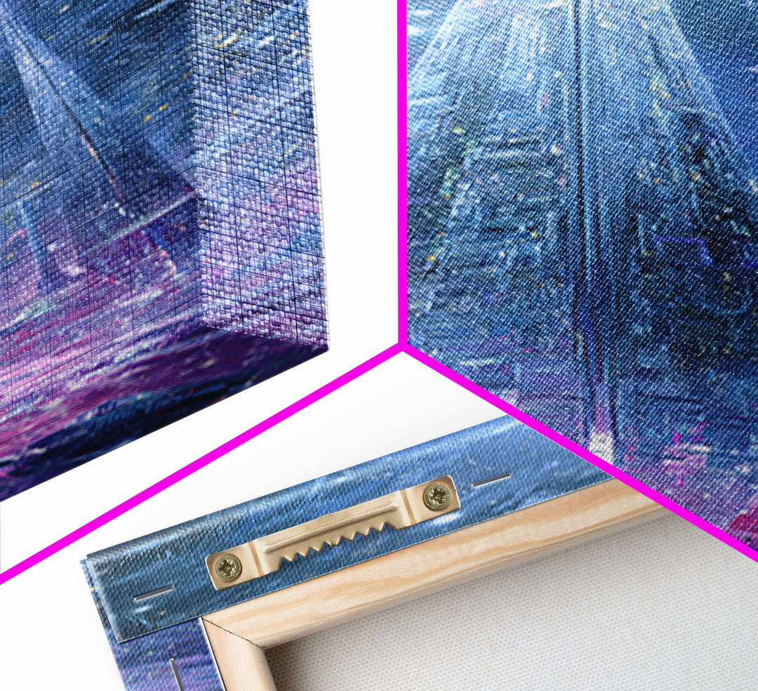Solar Sail Ship Crossing Star Filled Space Canvas Print, Futuristic Art, Extra Large Wall Art, Living Room Decor, Future, FUT-1x3-77