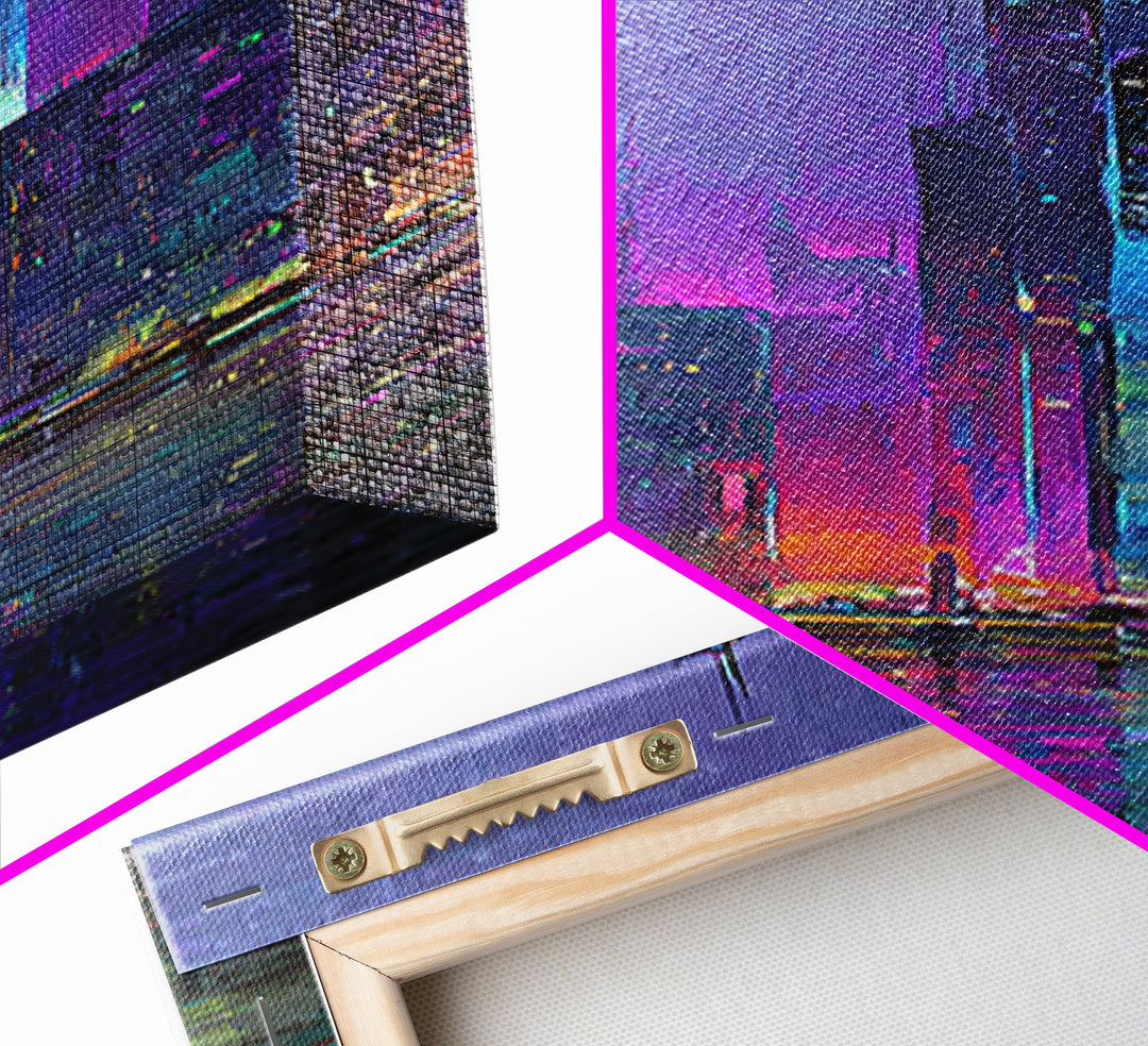 Sleek Chrome City Skyline Canvas Print, Futuristic Art, Digital Art Print, Living Room Decor, Abstract Art, Future, FUT-1x3-85