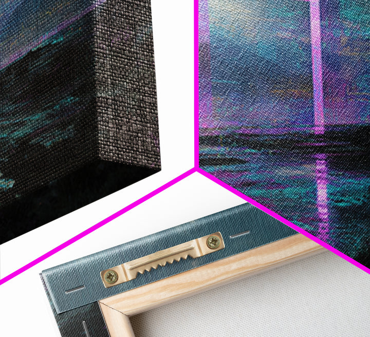 Glowing Geometric Portal Framed Canvas Print, Futuristic Art, Canvas Wall Art, Living Room Decor, Future, Steampunk Decor, FUT-2x1-34