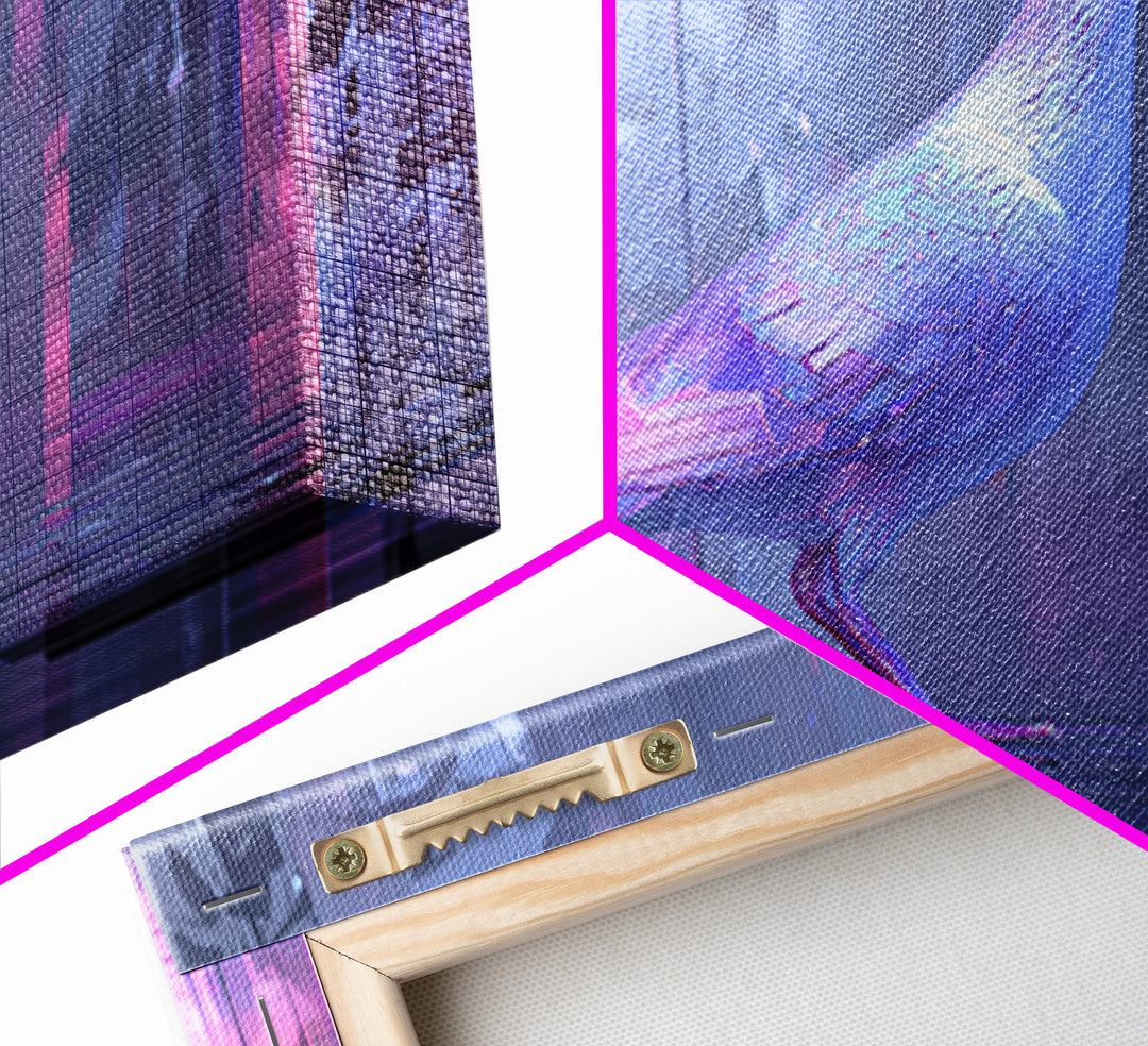 Futurist Bird Made of Panels and Light Framed Canvas Print, Futuristic Art, Digital Art, Living Room Decor, Fine Art, Future, FUT-2x1-42