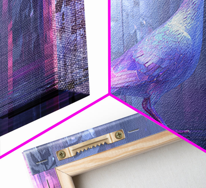 Futurist Bird Made of Panels and Light Framed Canvas Print, Futuristic Art, Digital Art, Living Room Decor, Fine Art, Future, FUT-2x1-42