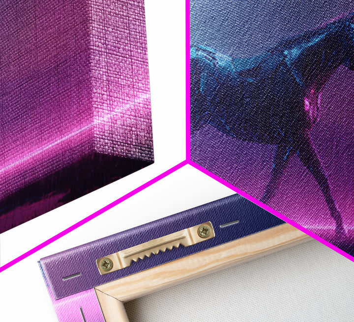 Cybernetic Horse in a Luminous Field Framed Canvas Print, Futuristic Art, Eclectic Home Decor, Living Room Decor, FUT-2x1-81