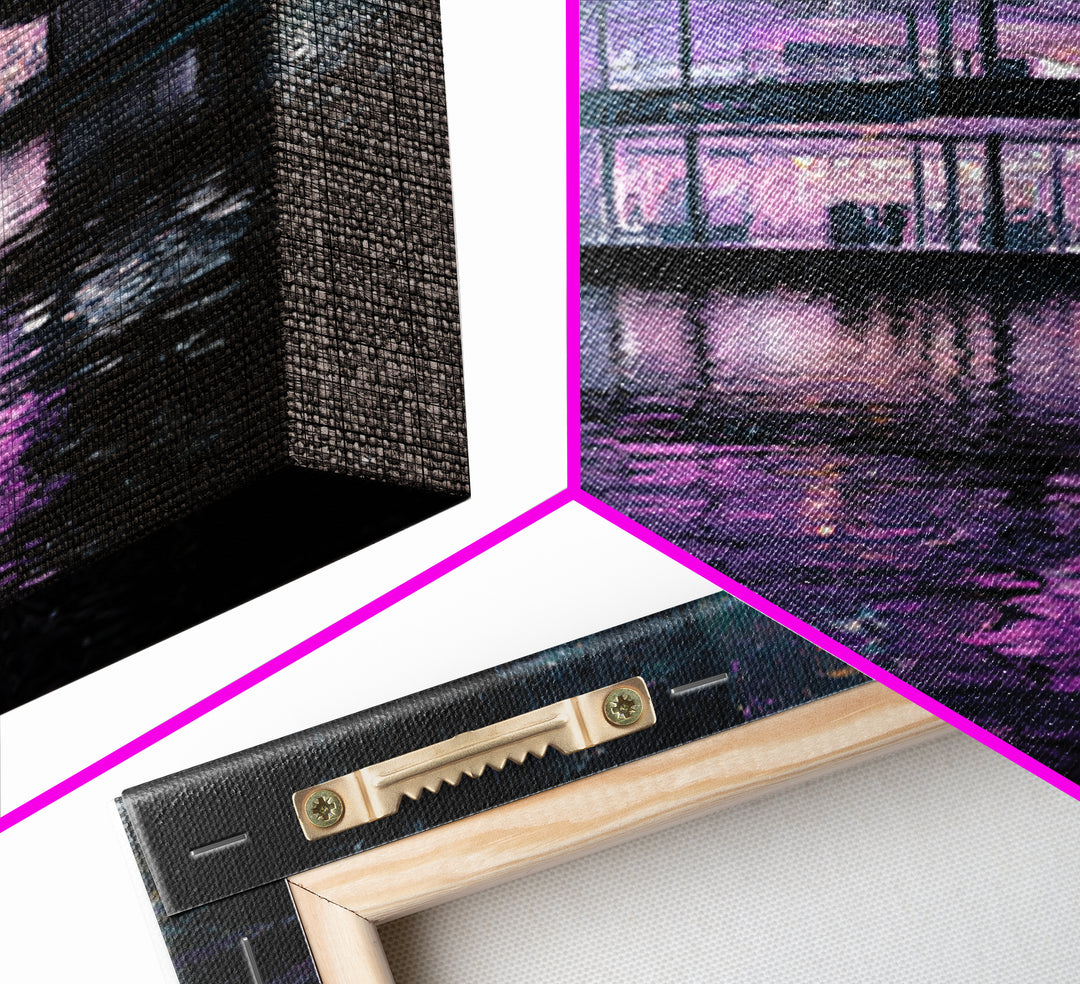 Floating Glass Architecture Above Reflective Water Canvas Print, Futuristic Art, Neutral Decor, Living Room Decor, Future, FUT-2x3-35