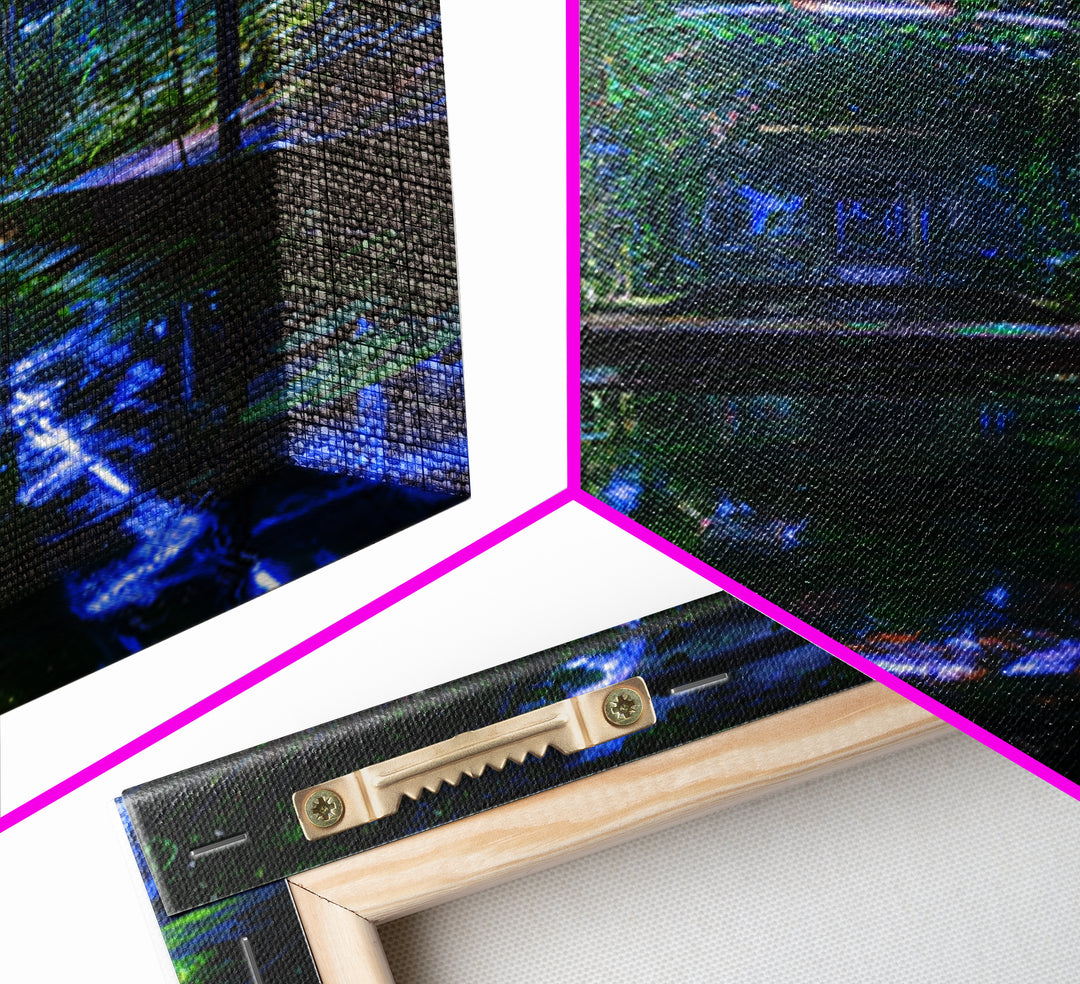 Bioluminescent Garden in a Future Habitat Framed Canvas Print, Futuristic Art, Printable Wall Art, Living Room Decor, Future, FUT-2x3-36
