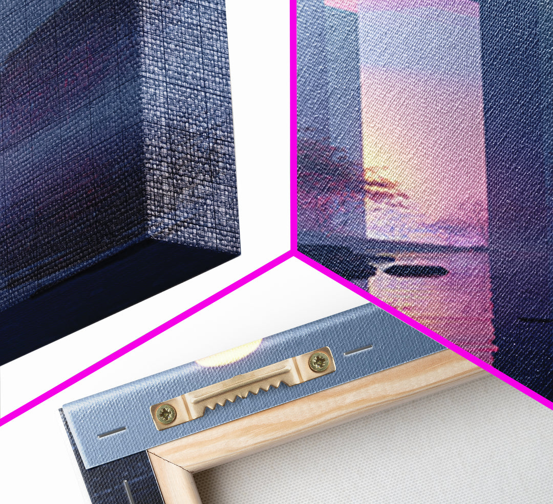 Glowing Geometric Portal Framed Canvas Print, Futuristic Art, Unique Wall Art, Living Room Decor, Fine Art, Future, FUT-2x3-46