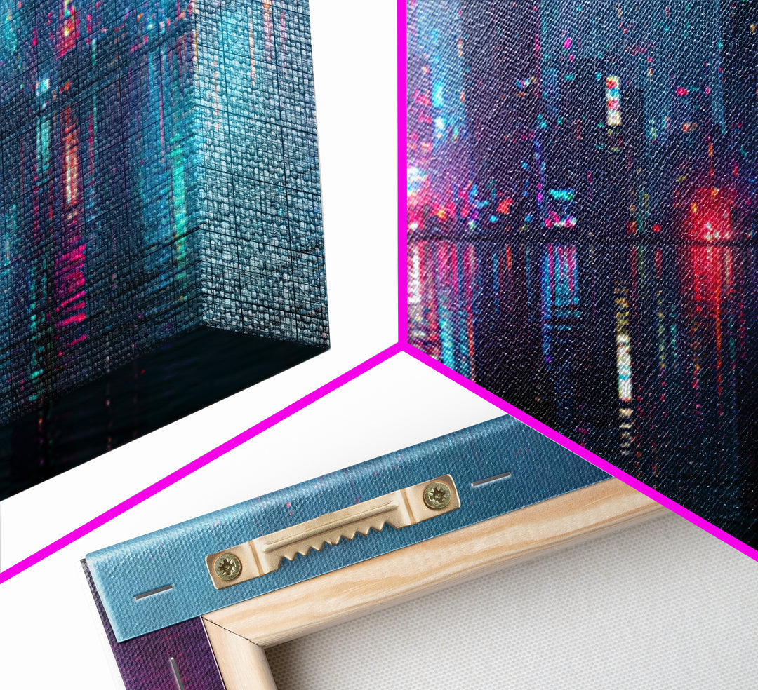 Floating Glass Architecture Above Reflective Water Canvas Print, Futuristic Art, Living Room Decor, Watercolor Art, Future, FUT-3x1-19
