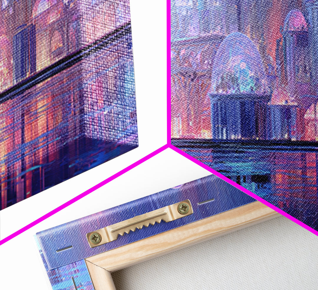 Futuristic Botanical Greenhouse Framed Canvas Print, Futuristic Art, Victorian Decor, Living Room Decor, Oil Painting, Future, FUT-3x1-58
