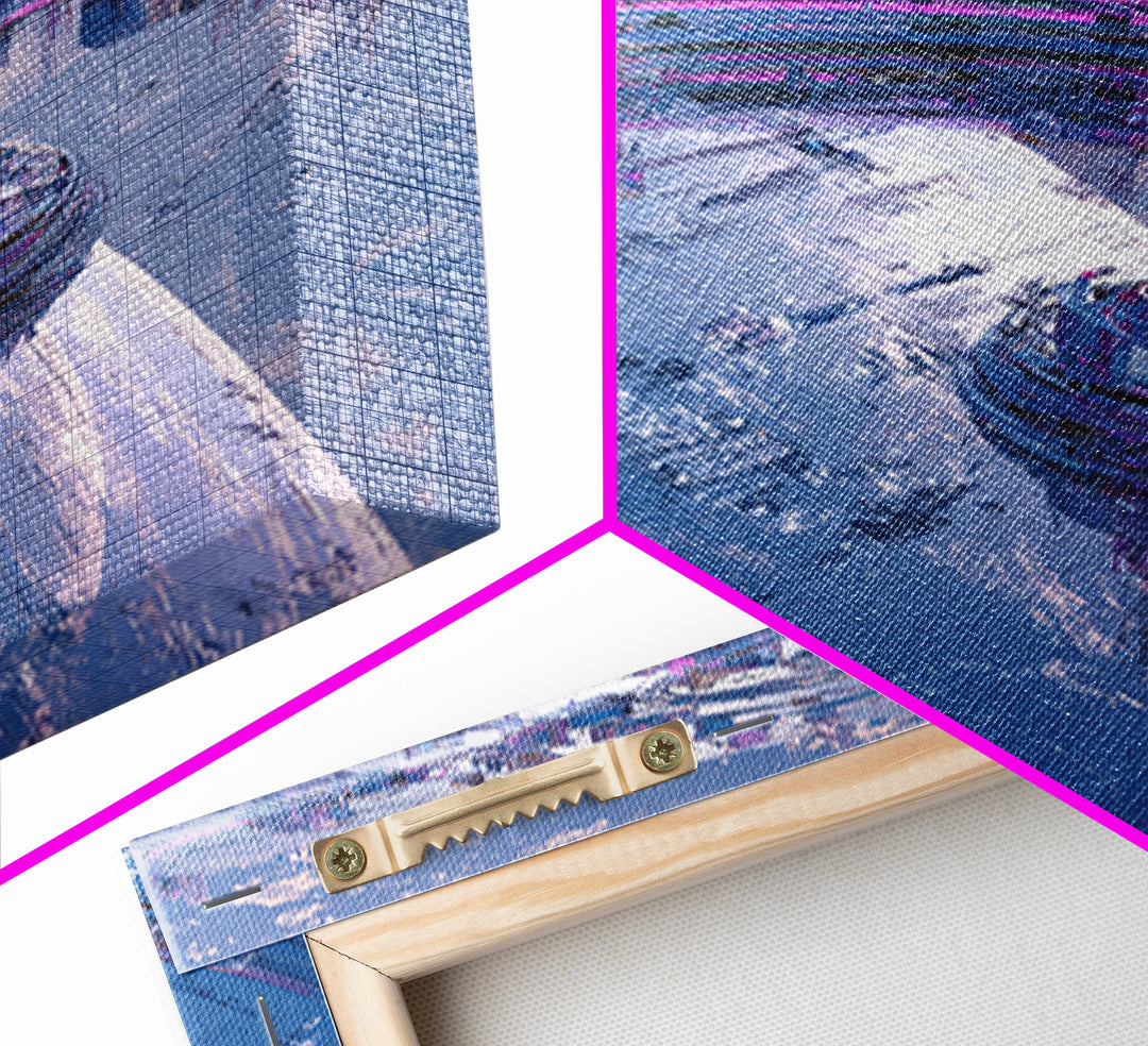 Orbital City Ring Around a Blue Planet Canvas Print, Futuristic Art, Modern Wall Decor, Living Room Decor, Fine Art, Future, FUT-3x2-62