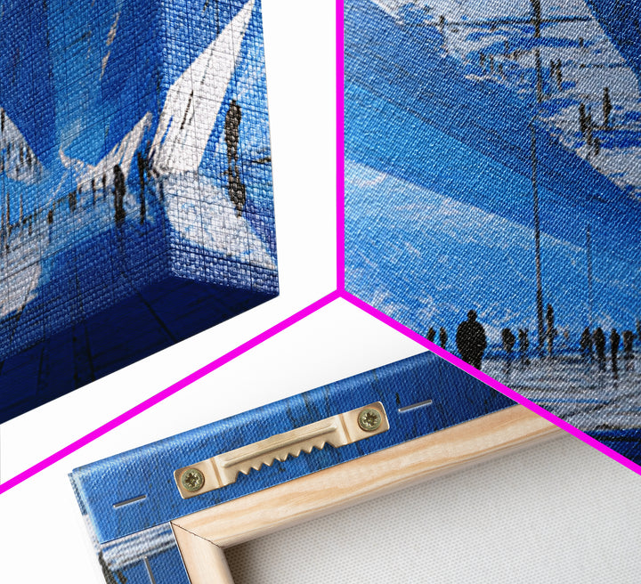 White and Blue Utopian Megastructure Framed Canvas Print, Futuristic Art, Landscape Art, Living Room Decor, Abstract Art, FUT-3x2-64