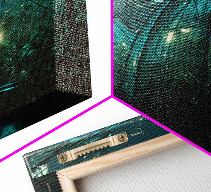 Futuristic Botanical Greenhouse Framed Canvas Print, Futuristic Art, Neutral Decor, Living Room Decor, Fine Art, Future, FUT-3x2-70