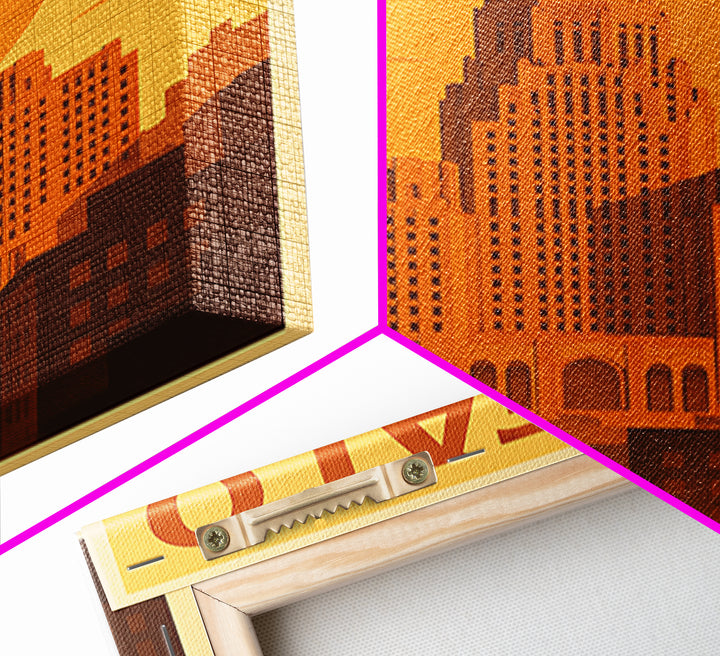Buffalo New York Travel Poster, Canvas Print, Golden Travel Poster Art, Buffalo Art Print, Wanderlust Decor, Modern Wall Decor, Wall Art