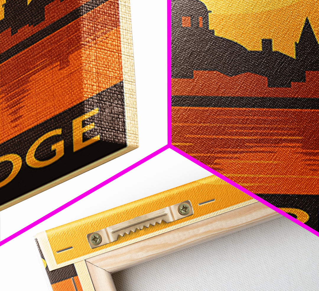 Cambridge Travel Poster, Canvas Print, Gold Art Deco Poster Art, Cambridge Art Print, Fine Art Print, Home Office Decor, Travel Wall Art