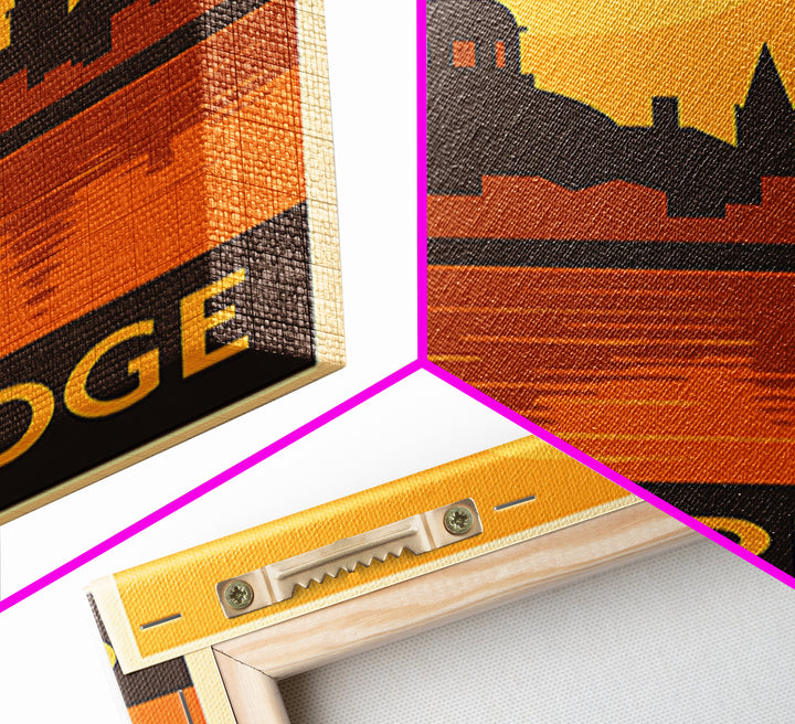 Cambridge Travel Poster, Canvas Print, Gold Art Deco Poster Art, Cambridge Art Print, Fine Art Print, Home Office Decor, Travel Wall Art