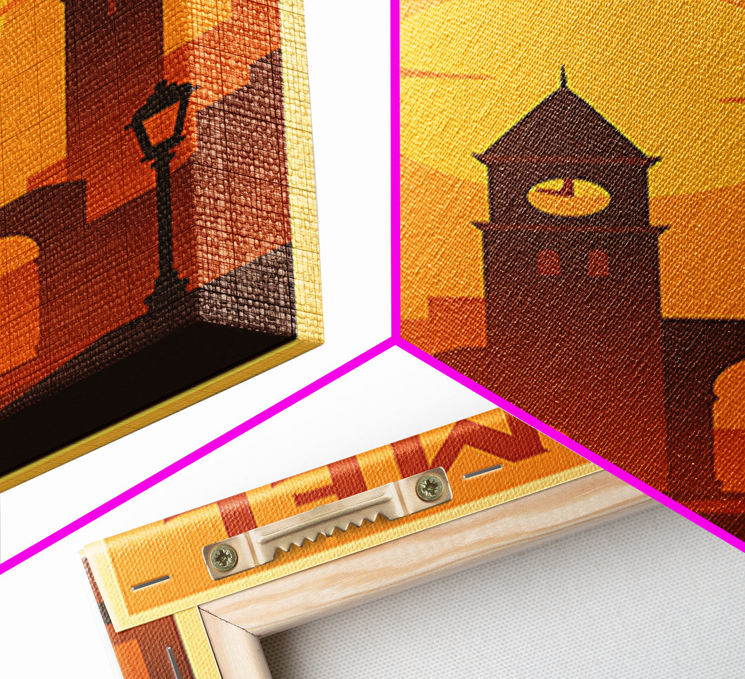 Carmel Indiana Travel Poster, Canvas Print, Warm Sunset Silhouette Art, Carmel Art Print, Fine Art Print, Wall Decor, Travel Poster Set