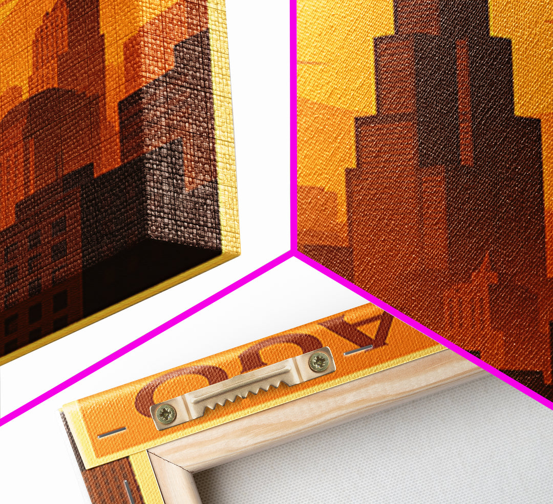 Chicago Illinois Travel Poster, Canvas Print, Warm Sunset Silhouette Art, Chicago Poster Print, Travel Print, Travel Wall Art, Home Decor