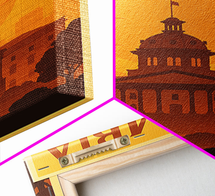Columbia South Carolina Travel Poster, Canvas Print, Warm Sunset Silhouette Art, Columbia Poster Print, Wall Decor, Watercolor Cityscape