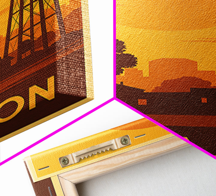 El Cajon Travel Poster, Framed Canvas Print, Golden Travel Poster Art, El Cajon Art Print, Travel Wall Art, City Illustration, Wall Art