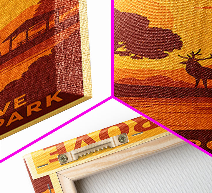Elk Grove California Travel Poster, Framed Canvas Print, Warm Sunset Silhouette Art, Elk Grove Art Print, City Art Print, City Illustration