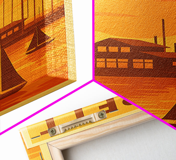 Everett Washington Travel Poster, Canvas Print, Warm Sunset Silhouette Art, Everett Poster Print, Travel Art Print, Vintage City Poster
