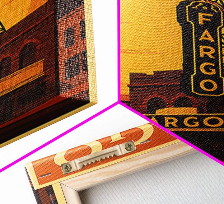 Fargo North Dakota Travel Poster, Canvas Print, Golden Travel Poster Art, Fargo Art Print, Travel Poster Set, Wall Art, Home Office Decor