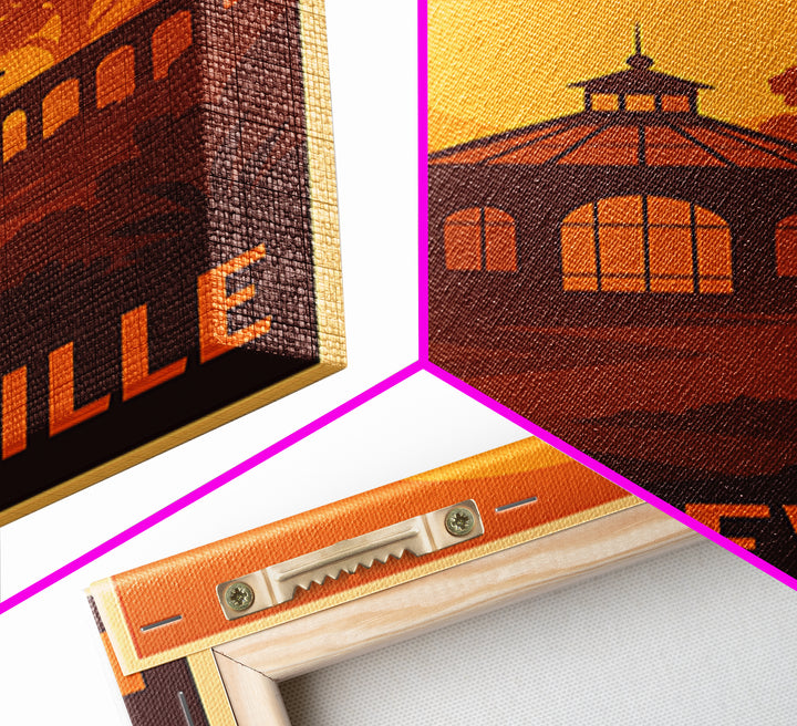 Fayetteville Travel Poster, Canvas Print, Warm Sunset Silhouette Art, Fayetteville Art Print, Travel Wall Art, Retro Travel Print