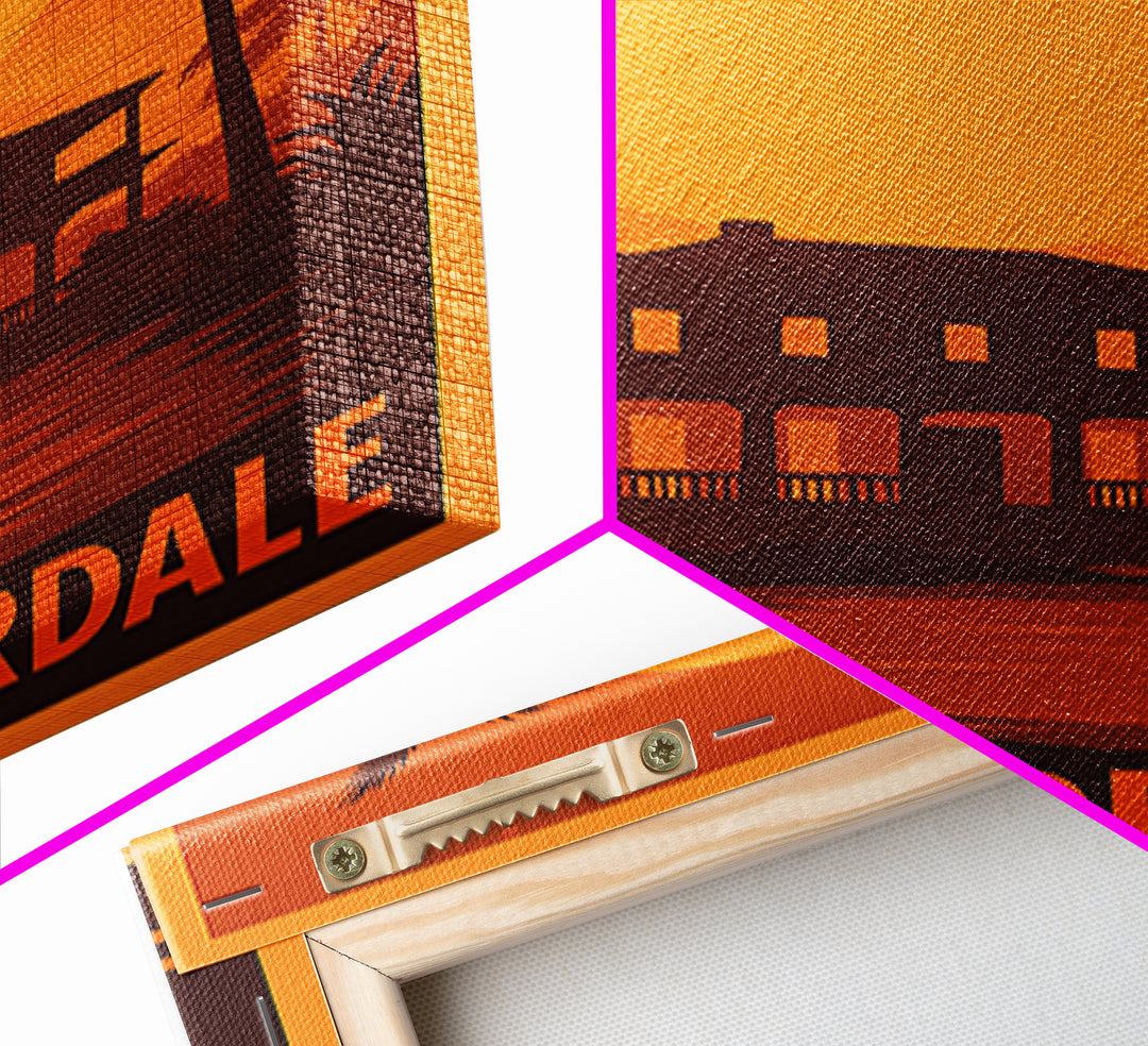 Fort Lauderdale Travel Poster, Canvas Print, Golden Travel Poster Art, Fort Lauderdale City Art, Travel Poster Art, Eclectic Wall Decor