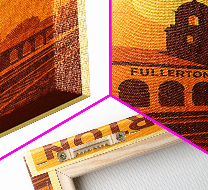 Fullerton California Travel Poster, Canvas Print, Warm Sunset Silhouette Art, Fullerton City Art, Retro Travel Print, Wall Decor, Poster Art