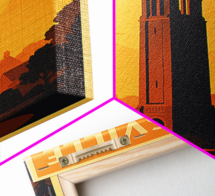 Gainesville Florida Travel Poster, Canvas Print, Gold Art Deco Poster Art, Gainesville Wall Art, City Travel Prints, Travel Art Print