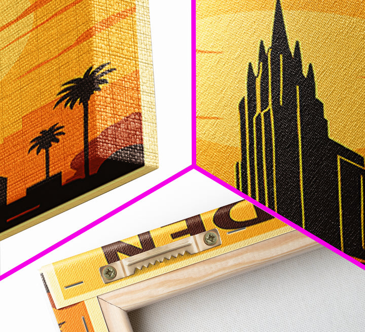 Garden Grove California Travel Poster, Canvas Print, Gold Art Deco Poster Art, Garden Grove Wall Art, City Art, Watercolor Downtown Skyline