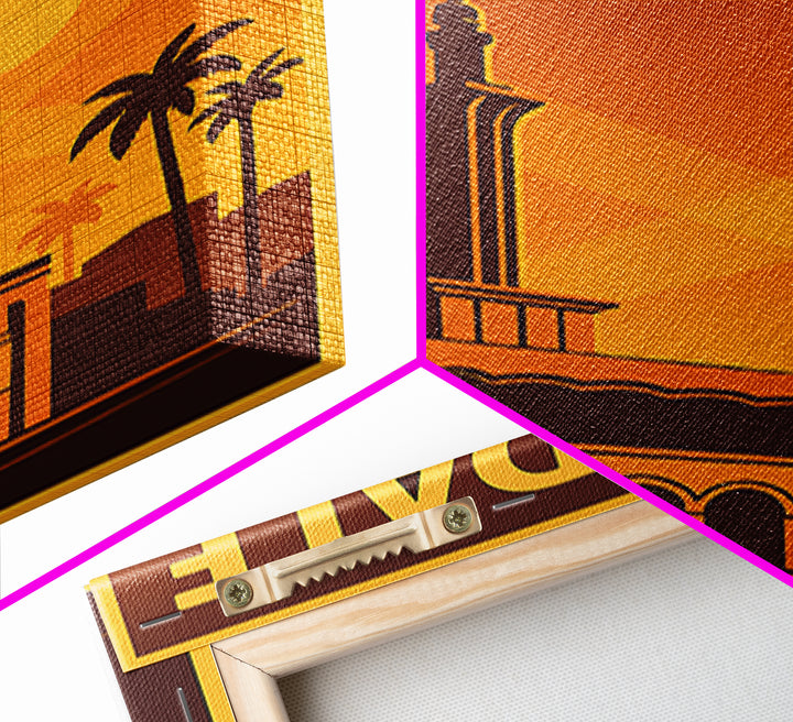Glendale Arizona Travel Poster, Framed Canvas Print, Gold Art Deco Poster Art, Glendale Art Print, Home Office Decor, Living Room Wall Art