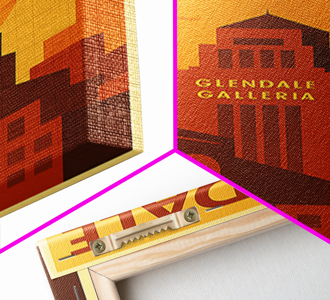 Glendale Travel Poster, Canvas Print, Warm Sunset Silhouette Art, Glendale City Art, Living Room Wall Art, Fine Art Print, Landscape Art