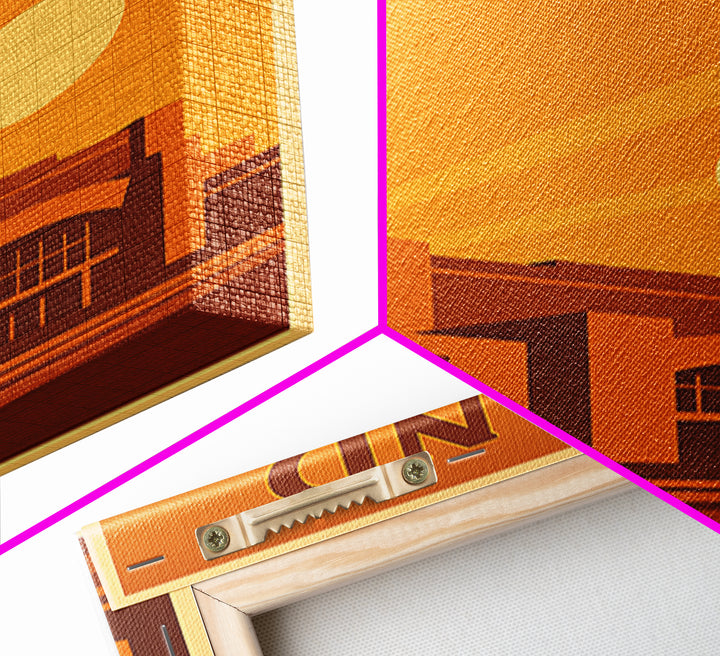 Grand Prairie Texas Travel Poster, Canvas Print, Gold Art Deco Poster Art, Grand Prairie Art Print, City Travel Prints, Wanderlust Decor