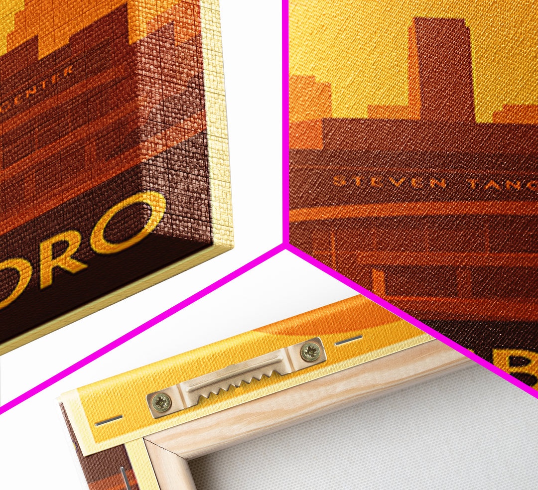 Greensboro Travel Poster, Framed Canvas Print, Gold Art Deco Poster Art, Greensboro Wall Art, City Art Print, Wanderlust Decor