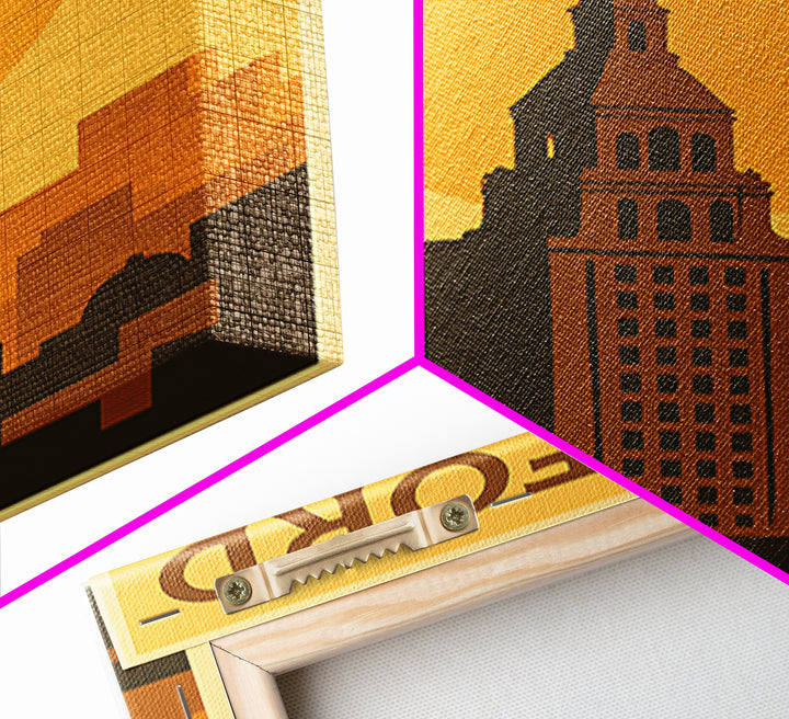 Hartford Connecticut Travel Poster, Canvas Print, Vintage Deco Wall Art, Hartford Travel Art, Poster Art, Skyline Art, Travel Poster Set