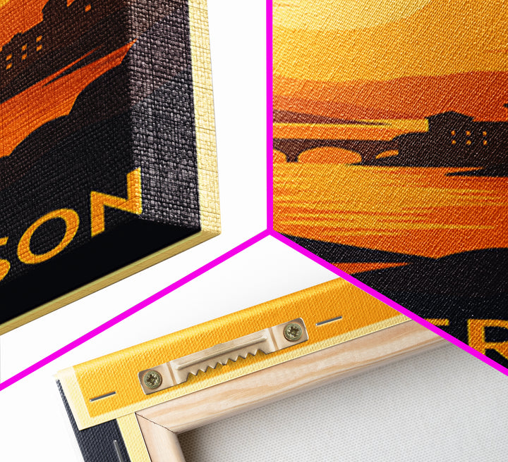 Henderson Travel Poster, Framed Canvas Print, Golden Travel Poster Art, Henderson City Art, Gift For Travelers, City Art Print