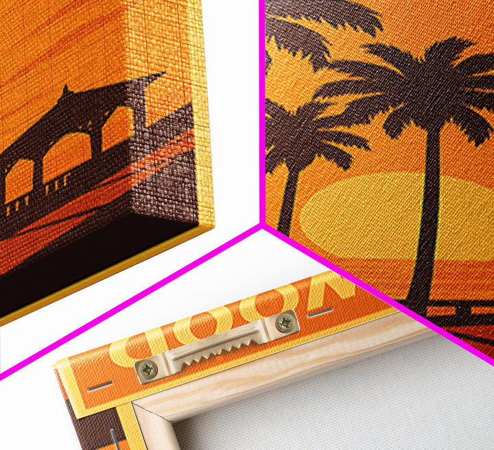 Hollywood Florida Travel Poster, Canvas Print, Gold Art Deco Poster Art, Hollywood Poster Print, Retro Travel Print, Vintage Travel Print