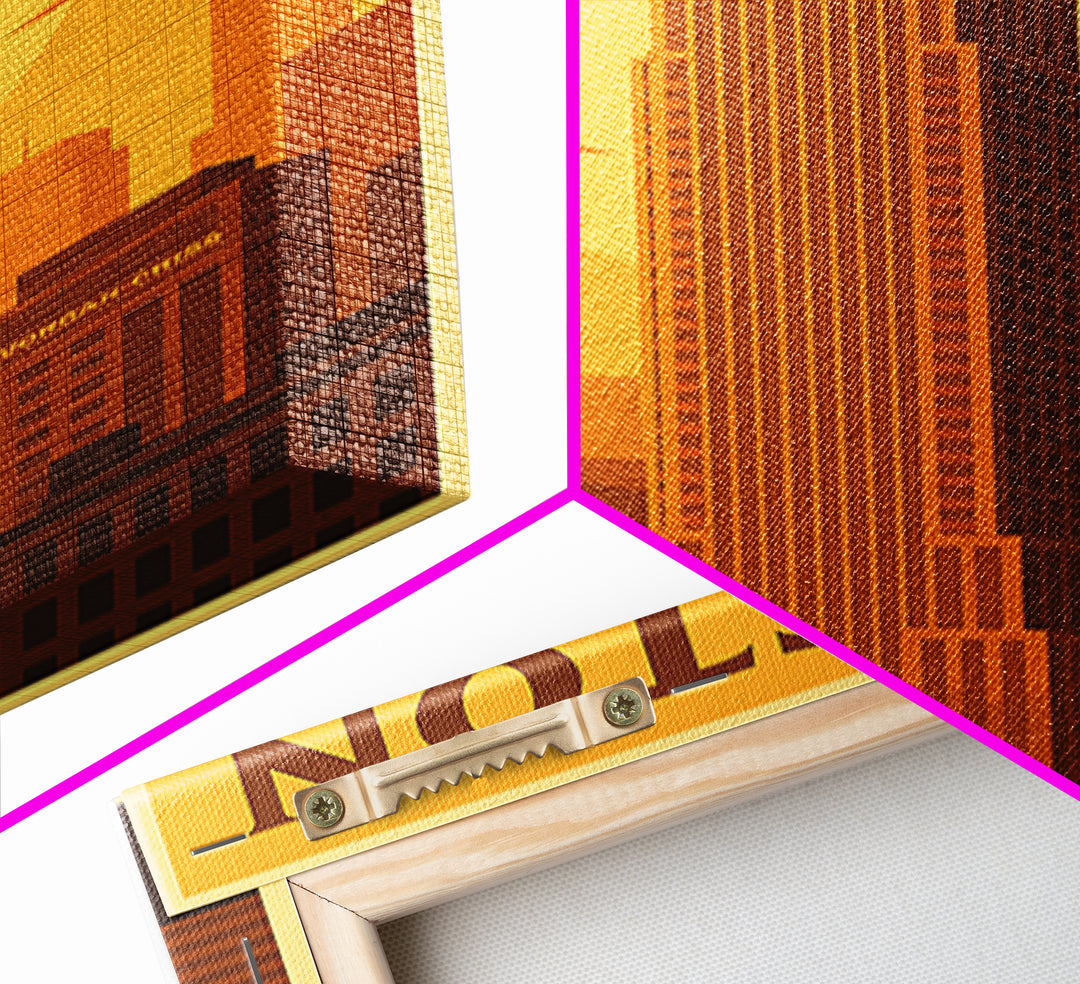 Houston Texas Travel Poster, Canvas Print, Gold Art Deco Poster Art, Houston Travel Art, Wanderlust Decor, Travel Wall Decor, Wall Art