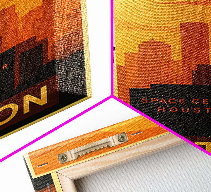 Houston Travel Poster, Framed Canvas Print, Vintage Deco Wall Art, Houston Art Print, Fine Art Print, Travel Wall Art, Travel Poster Art