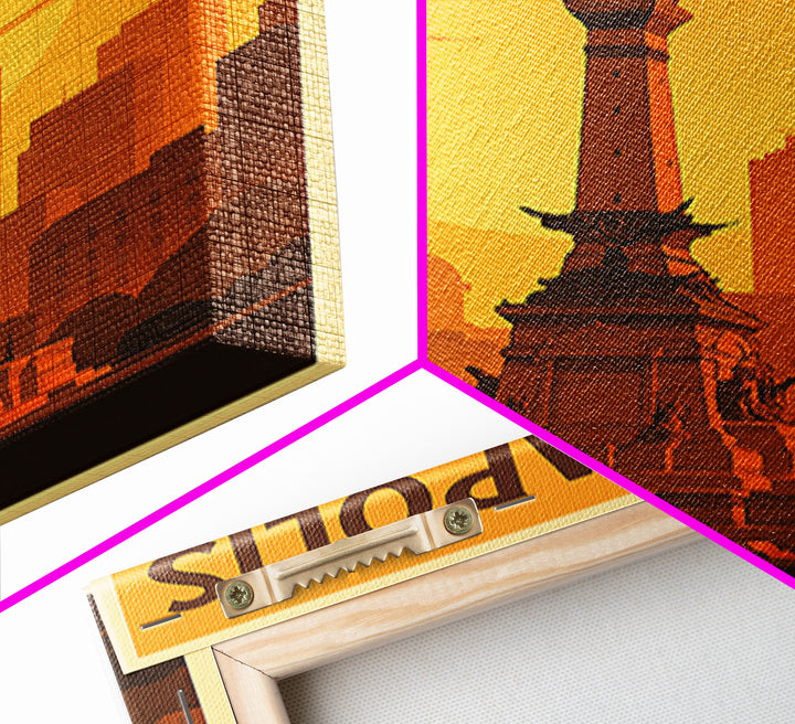 Indianapolis Indiana Travel Poster, Canvas Print, Warm Sunset Silhouette Art, Indianapolis Art Print, Retro Travel Print, Home Office Decor