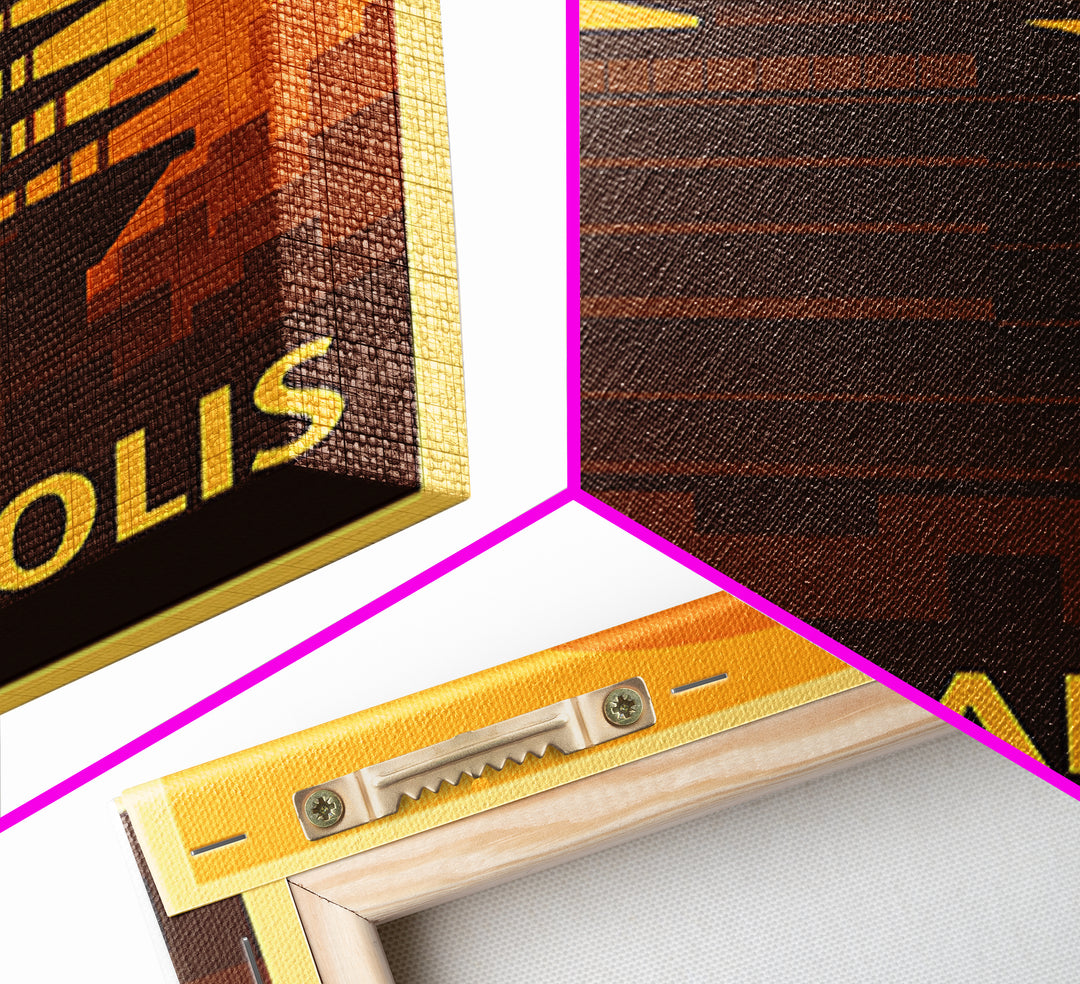 Indianapolis Travel Poster, Canvas Print, Warm Sunset Silhouette Art, Indianapolis City Art, Eclectic Wall Decor, Travel Poster Art