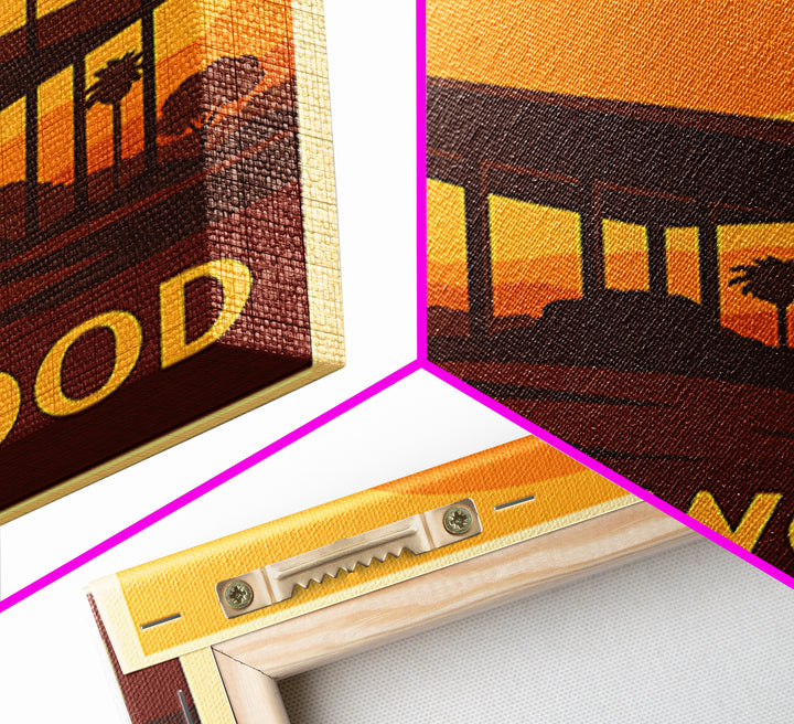 Inglewood Travel Poster, Canvas Print, Warm Sunset Silhouette Art, Inglewood Wall Art, Retro Travel Print, City Travel Prints, Wall Art