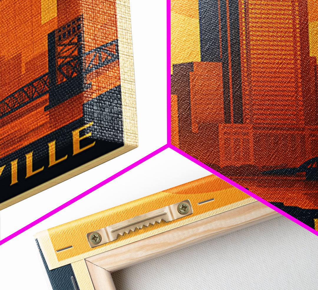 Jacksonville Travel Poster, Framed Canvas Print, Gold Art Deco Poster Art, Jacksonville City Art, City Art Print, Modern Wall Decor