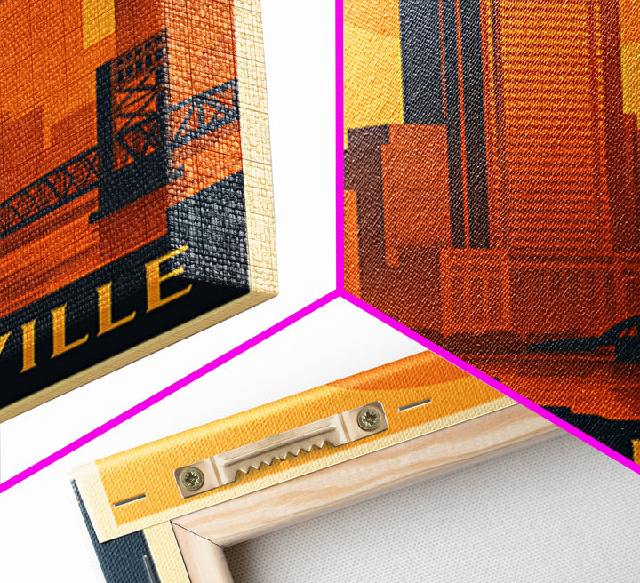 Jacksonville Travel Poster, Framed Canvas Print, Gold Art Deco Poster Art, Jacksonville City Art, City Art Print, Modern Wall Decor